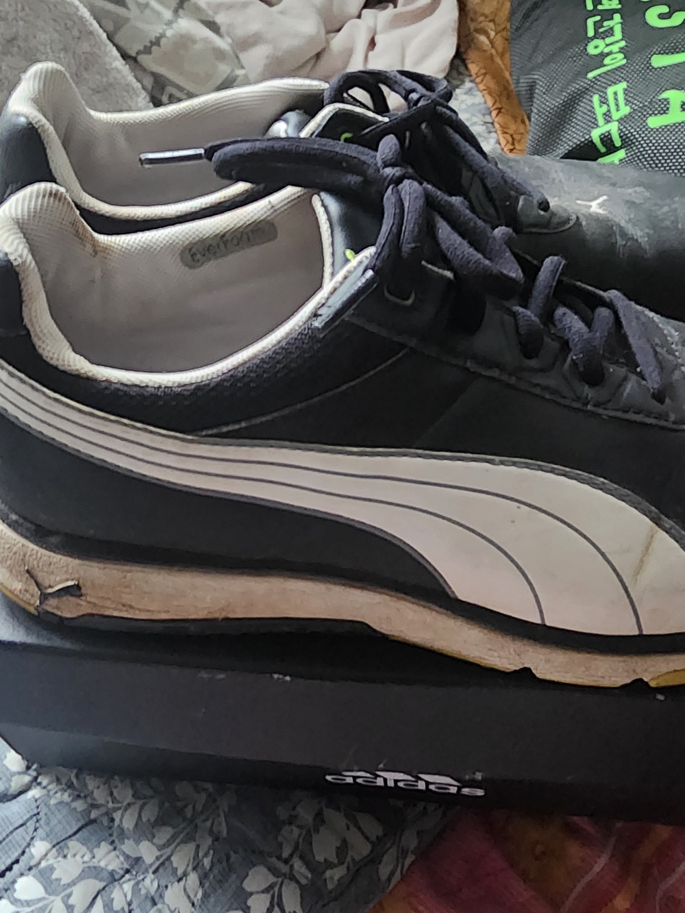 Puma Skechers Black and White Athletic Low-Top Sneakers